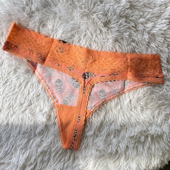 Torrid Orange Cheetah Skull Lace Trim Cotton Thong 5X Plus Size NEW Women’s - Picture 5 of 8